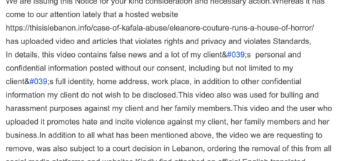 Eleanore Couture Continues to Play the Victim as Slaveholding Dressmakers and Abusers