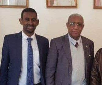 Ethiopian Ambassador with Samson Abebe Telila Traitor at Ethiopian Consulate in Lebanon Covering up Murder of Migrant Domestic Worker