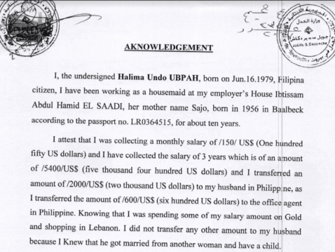 Halima Forced to Sign Affidavit to Cover for Ibtisaam's Enslavement